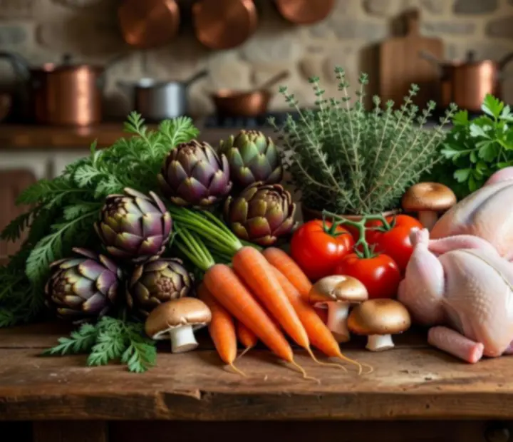 Sélection d'ingrédients frais et produits du terroir pour la cuisine de FAD ADAM SUCHENEK.