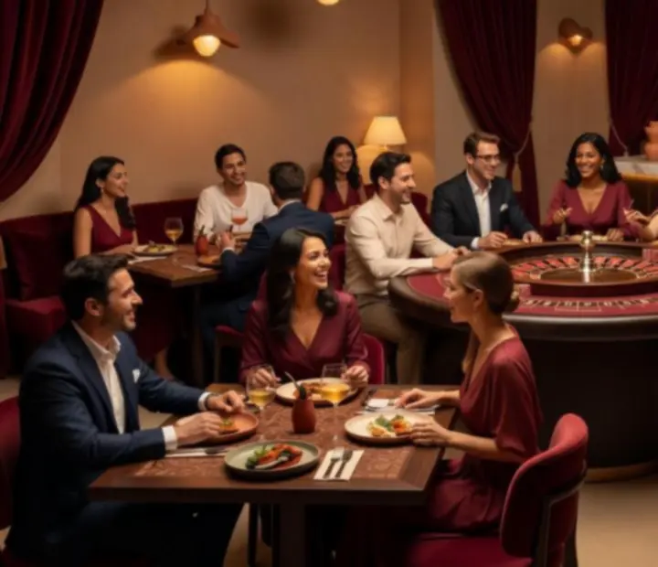 Soirée à thème chic avec cocktails et jeux de table